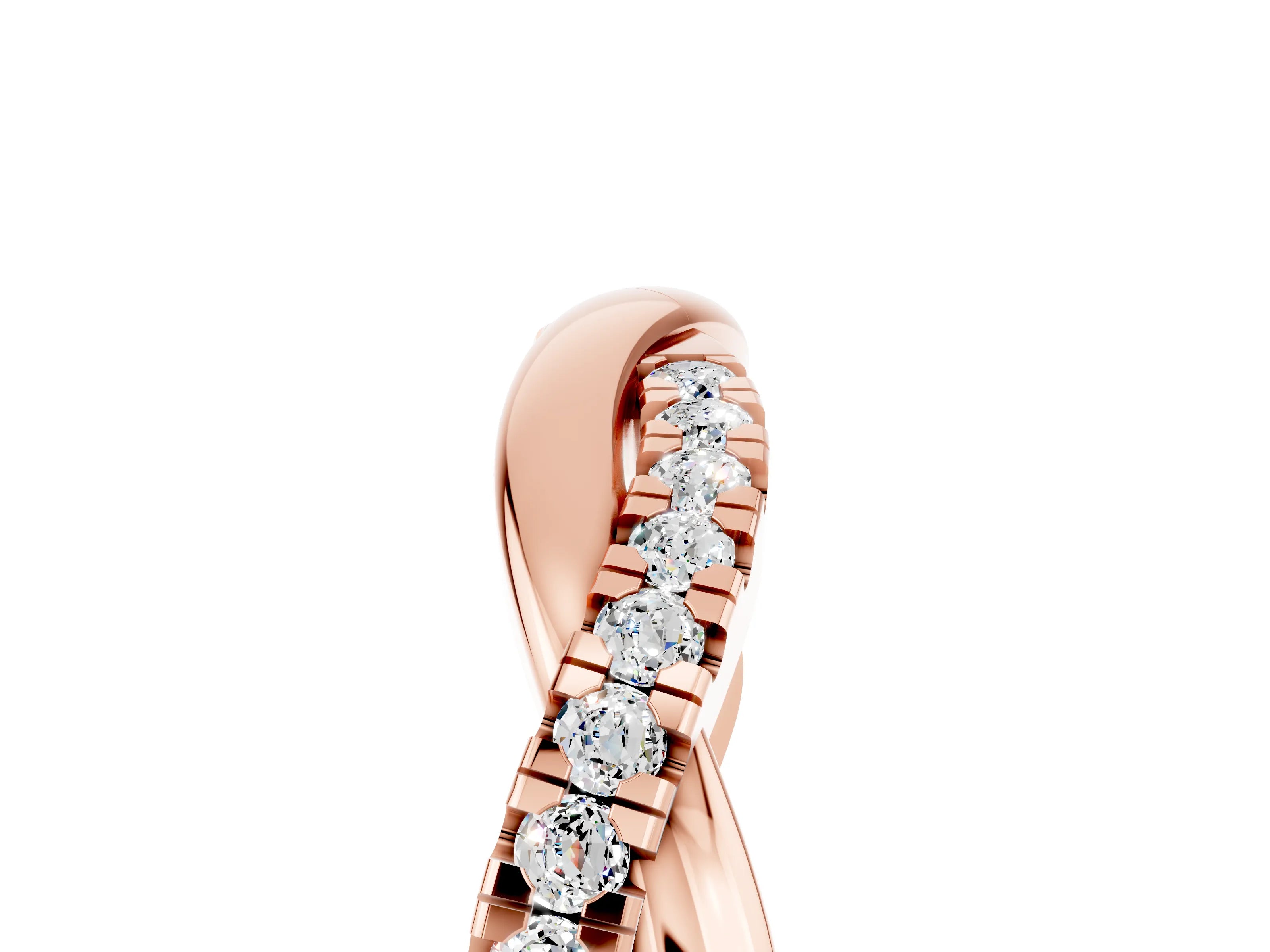 Rose gold Round Moissanite Twisted Infinity Band with Prong Setting_11