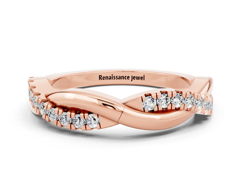 Rose gold Round Moissanite Twisted Infinity Band with Prong Setting_6