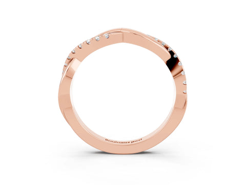 Rose gold Round Moissanite Twisted Infinity Band with Prong Setting_9