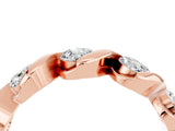 Rose gold Round Moissanite Wave Band with Channel Setting and Shared Prongs_10