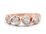 Rose gold Round Moissanite Wave Band with Channel Setting and Shared Prongs_6