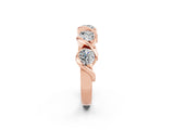 Rose gold Round Moissanite Wave Band with Channel Setting and Shared Prongs_8