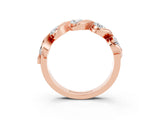 Rose gold Round Moissanite Wave Band with Channel Setting and Shared Prongs_9