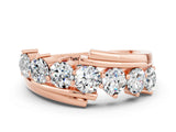 Rose gold Round Moissanite Wave Band with Channel and Shared Prong Setting_18