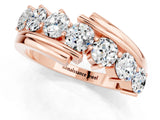 Rose gold Round Moissanite Wave Band with Channel and Shared Prong Setting_19