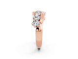 Rose gold Round Moissanite Wave Band with Channel and Shared Prong Setting_20