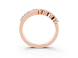 Rose gold Round Moissanite Wave Band with Channel and Shared Prong Setting_21