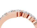 Rose gold Round Moissanite Wave Band with Channel and Shared Prong Setting_22