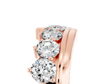 Rose gold Round Moissanite Wave Band with Channel and Shared Prong Setting_23