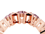 Rose gold Round Morganite Channel Set Band with X-Prong Detail_10