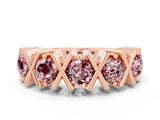 Rose gold Round Morganite Channel Set Band with X-Prong Detail_6