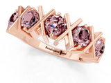 Rose gold Round Morganite Channel Set Band with X-Prong Detail_7