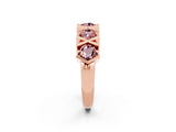 Rose gold Round Morganite Channel Set Band with X-Prong Detail_8