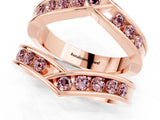 Rose gold Round Morganite Channel-Set Chevron Band_7