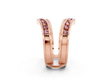 Rose gold Round Morganite Channel-Set Chevron Band_8