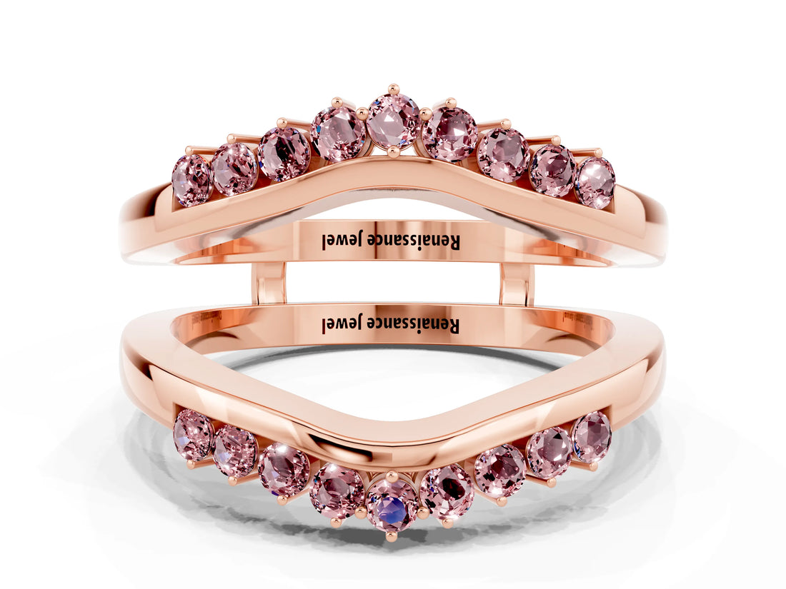 Rose gold Round Morganite Chevron Contour Band with Prong Setting_6