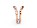 Rose gold Round Morganite Chevron Contour Band with Prong Setting_8