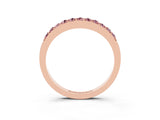 Rose gold Round Morganite Curved Wedding Band with Channel Setting_9