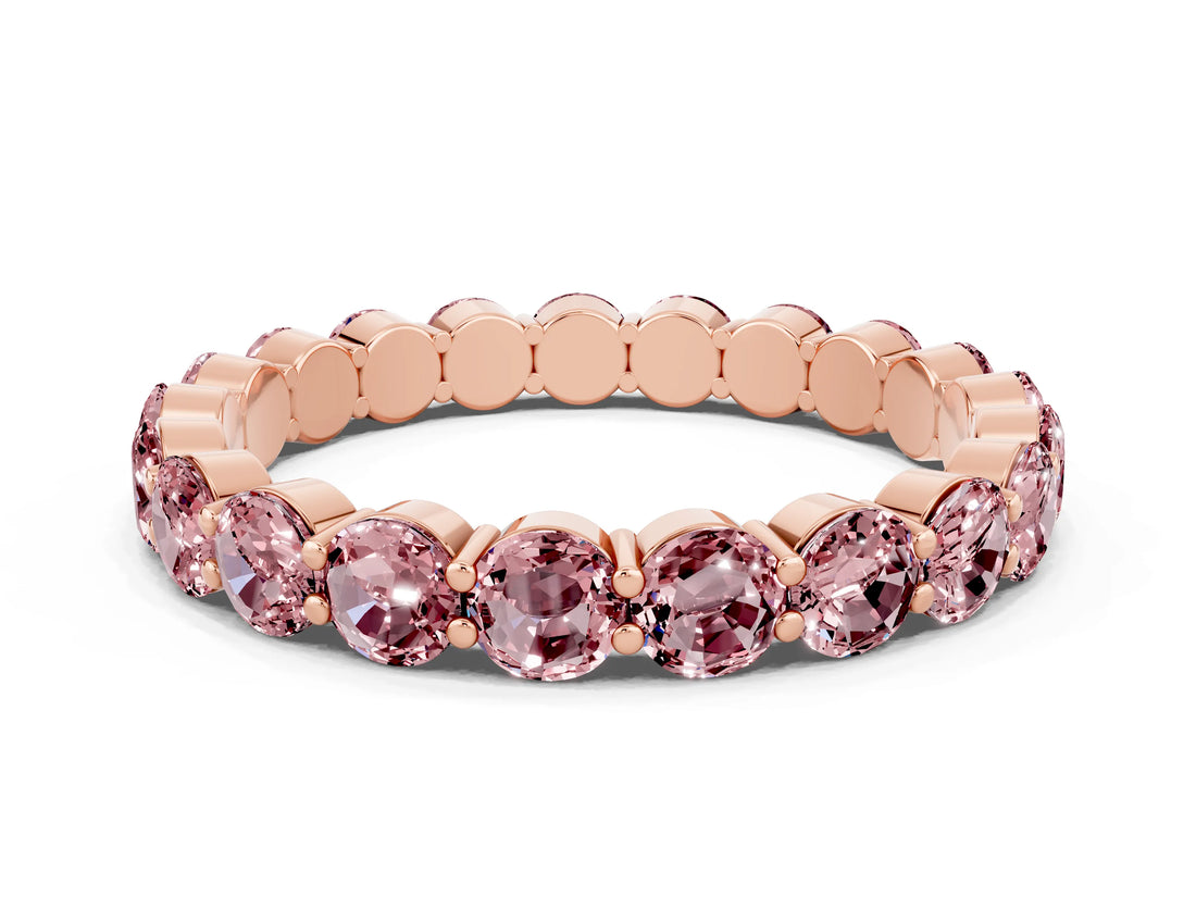 Rose gold Round Morganite Eternity Band with U-Prong Setting_30
