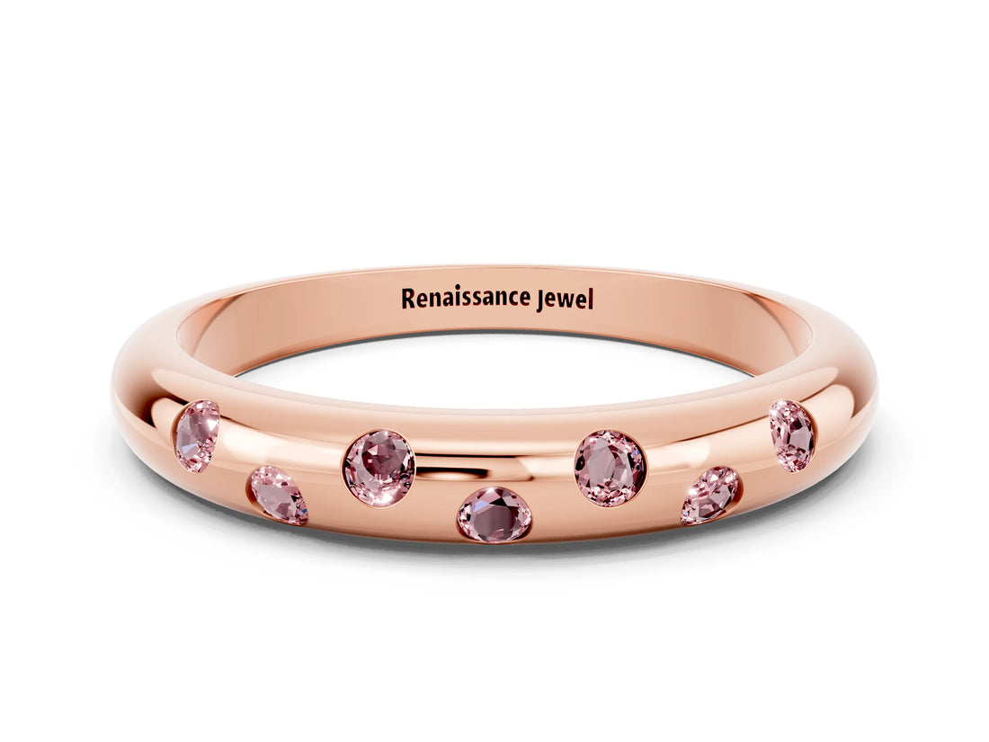 Rose gold Round Morganite Flush-Set Comfort Fit Band_6