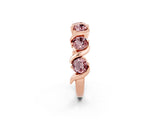 Rose gold Round Morganite Half Eternity Band with Wave Prong Setting_8