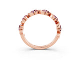Rose gold Round Morganite Half Eternity Band with Wave Prong Setting_9