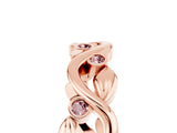 Rose gold Round Morganite Leaf Eternity Band with Bezel Setting_47