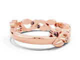 Rose gold Round Morganite Leaf Eternity Band with Bezel Setting_78
