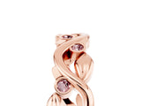 Rose gold Round Morganite Leaf Eternity Band with Bezel Setting_83
