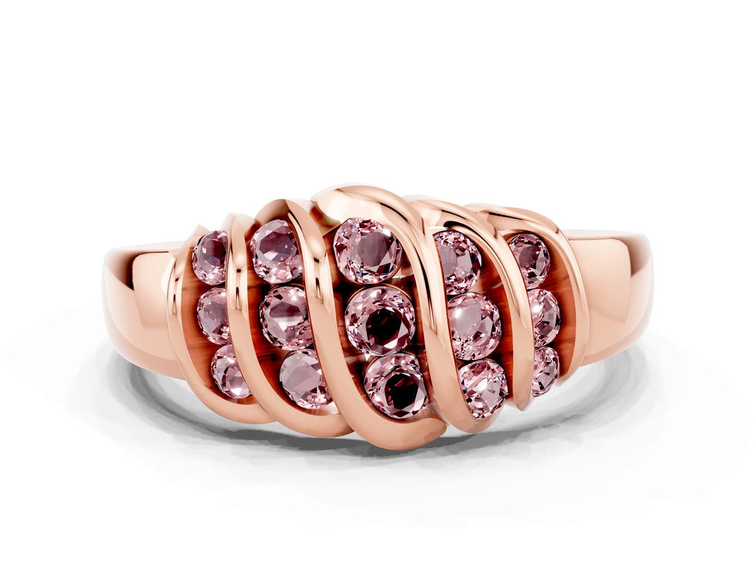 Rose gold Round Morganite Multi-Row Crossover Band_6