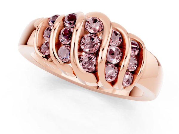 Rose gold Round Morganite Multi-Row Crossover Band