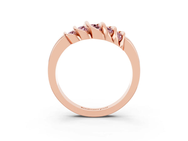 Rose gold Round Morganite Multi-Row Crossover Band
