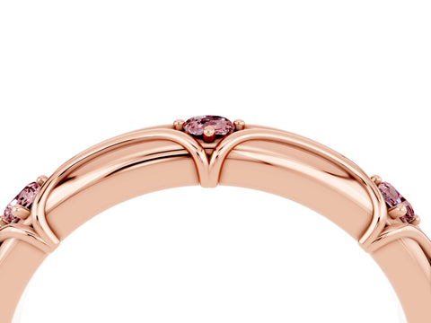 Rose gold Round Morganite Prong Set Milgrain Eternity Band_10