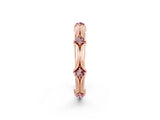 Rose gold Round Morganite Prong Set Milgrain Eternity Band_8
