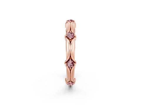 Rose gold Round Morganite Prong Set Milgrain Eternity Band_8