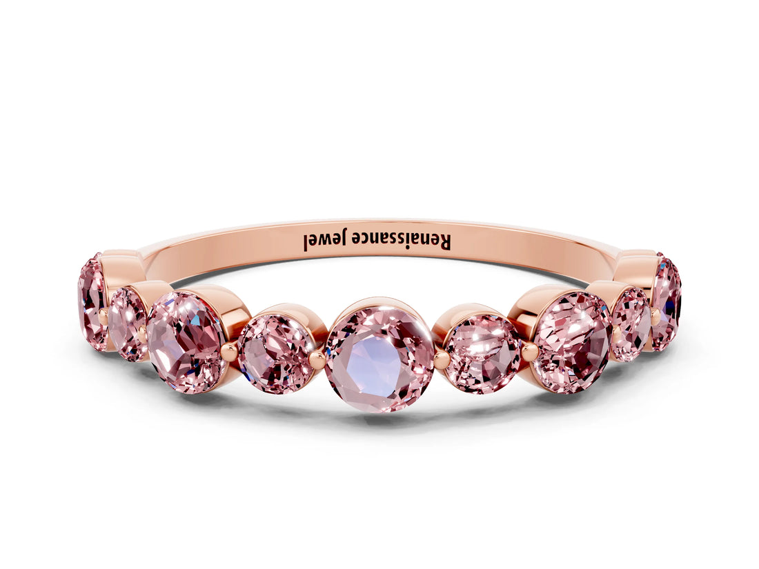 Rose gold Round Morganite Scalloped Prong Set Eternity Band_18