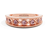 Rose gold Round Morganite Twist Milgrain Band with Bezel Setting_12