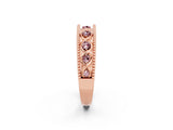 Rose gold Round Morganite Twist Milgrain Band with Bezel Setting_14