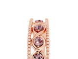 Rose gold Round Morganite Twist Milgrain Band with Bezel Setting_17