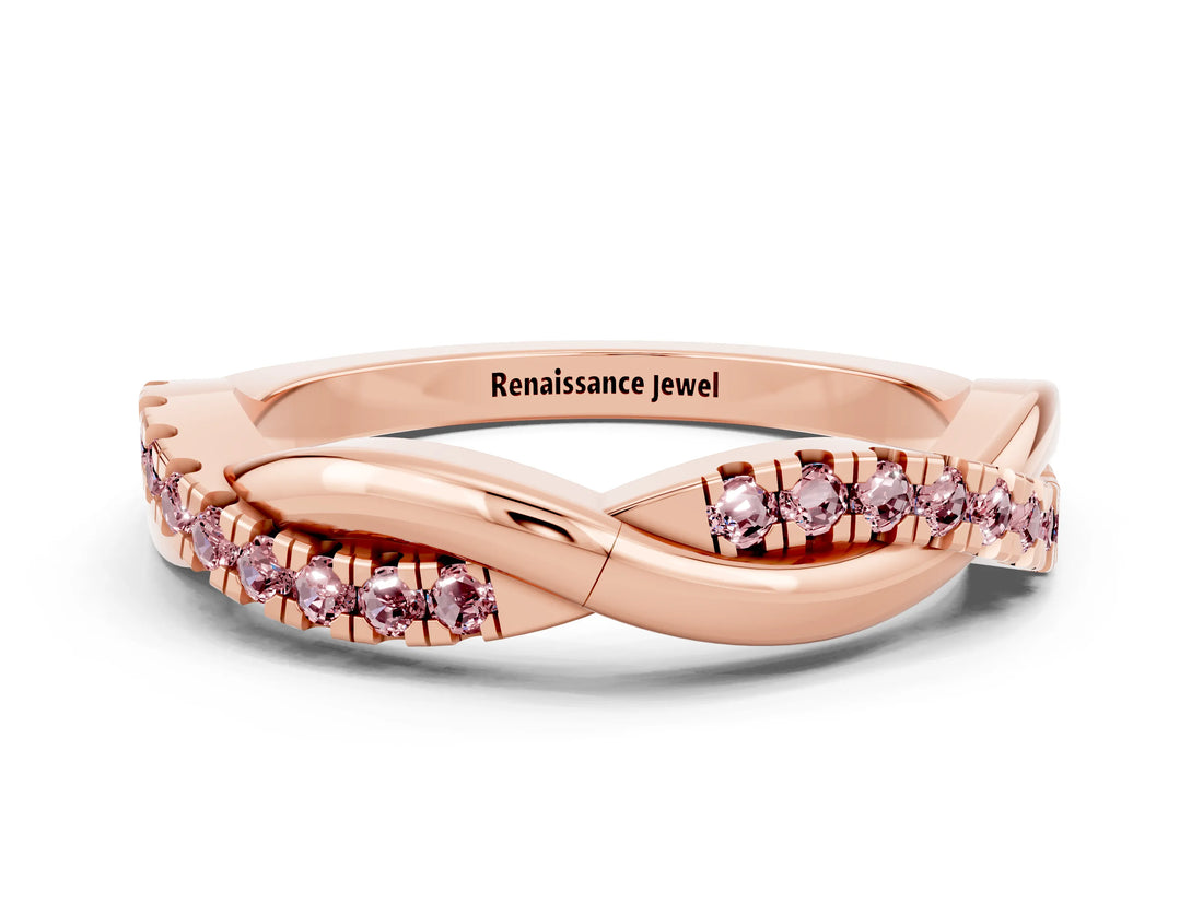 Rose gold Round Morganite Twisted Infinity Band with Prong Setting_6