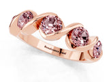Rose gold Round Morganite Wave Band with Channel Setting and Shared Prongs_7
