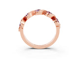 Rose gold Round Morganite Wave Band with Channel Setting and Shared Prongs_9