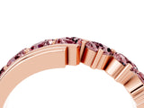 Rose gold Round Morganite Wave Band with Channel and Shared Prong Setting_22