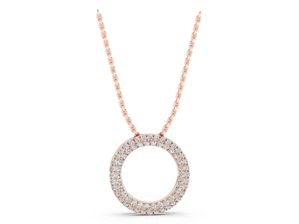 Rose gold Round Pavé Diamond Circle Pendant