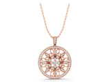 Rose gold Round Pavé Diamond Filigree Pendant_5