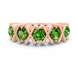 Rose gold Round Peridot Channel Set Band with X-Prong Detail_6
