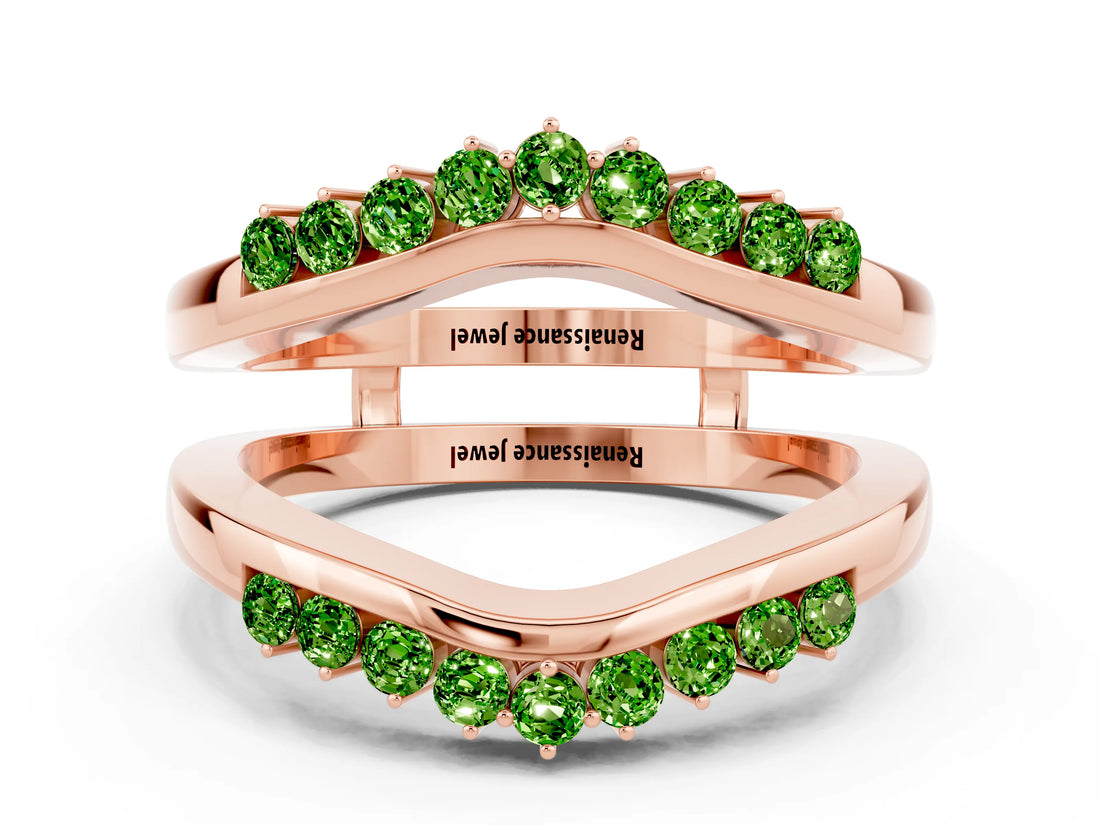 Rose gold Round Peridot Chevron Contour Band with Prong Setting_6