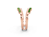 Rose gold Round Peridot Chevron Contour Band with Prong Setting_8