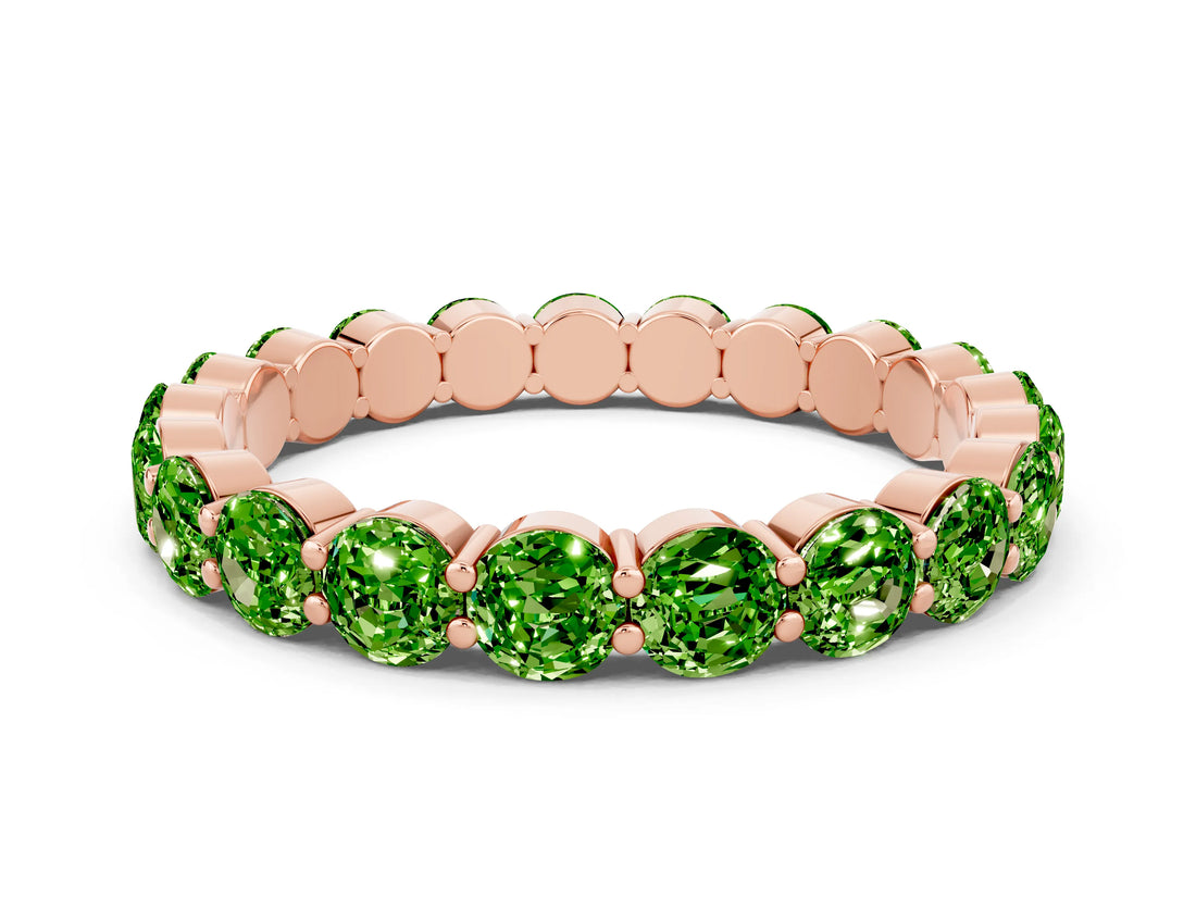 Rose gold Round Peridot Eternity Band with U-Prong Setting_30