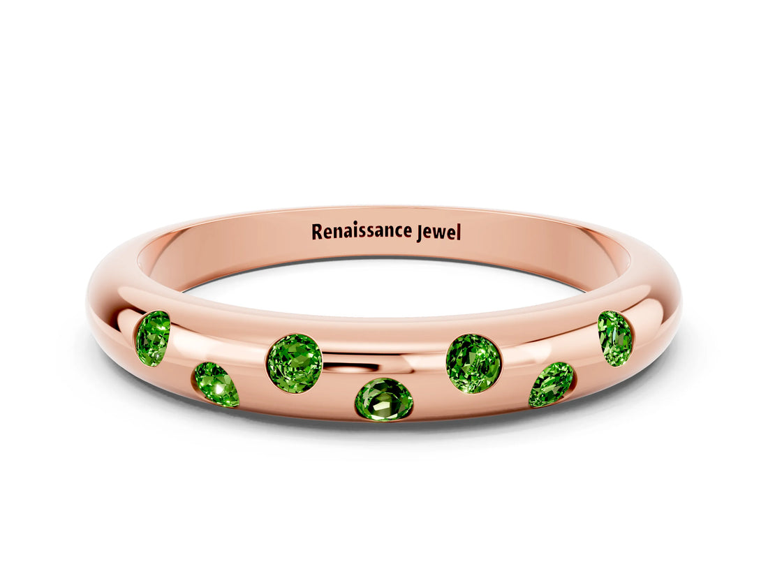 Rose gold Round Peridot Flush-Set Comfort Fit Band_6